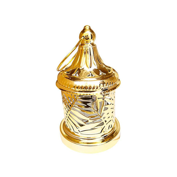 Decorative Ramadan Arabic Style Gold Metal Lantern Battery Operated Lamp 21 cm