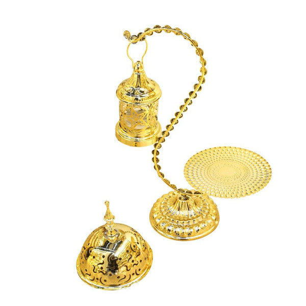 Decorative Ramadan Arabic Style Gold Metal Lantern Battery Operated Lamp 43 cm