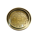 Deco Gold Engraved Pattern Base Wooden Round Serving Tray Set of 2 Pcs 30/35 cm