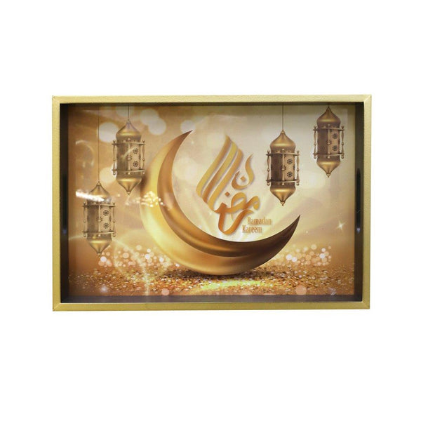Ramadan Deco Food Tray Rectangle Eid Serving Tray Set of 2 Pcs 31*39/24*33 cm