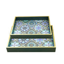 Abstract Deco Food Tray Rectangle Eid Serving Tray Set of 2 Pcs 31*39/24*33 cm
