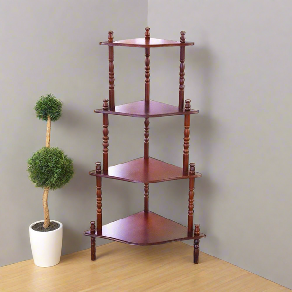 Wooden Corner Table 4 Tier Shelves 106 cm