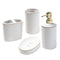 White & Golden Lined Ceramic Bathroom Accessories 4-Piece Set - Classic Homeware and Gifts