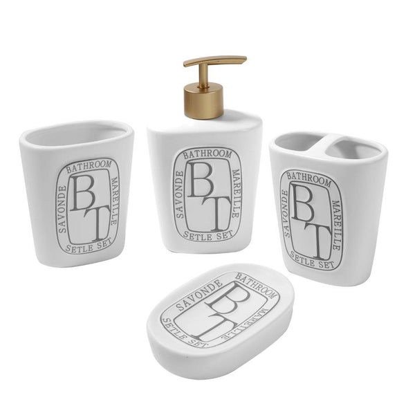 Ceramic Bathroom Accessories Soap Dispenser Toothbrush Holder 4 Pcs Set 10.5*5*17/1.5*6.5*11.5/10.5*6.5*11.5/12*8*2.5 cm