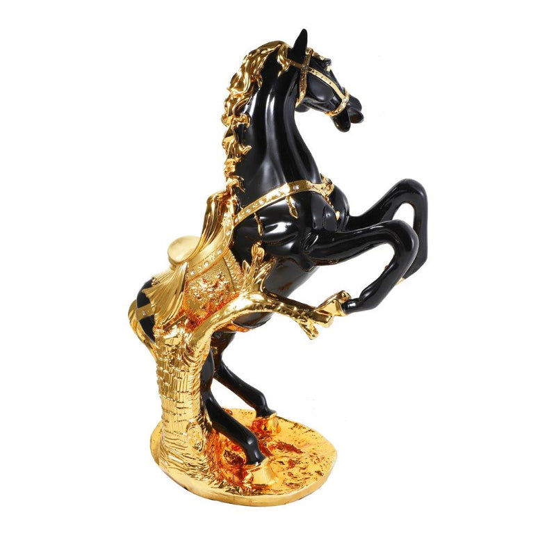Sculpture Statue Resin Figurine Horse Metallic Gold and Black Color 25*13*28 cm