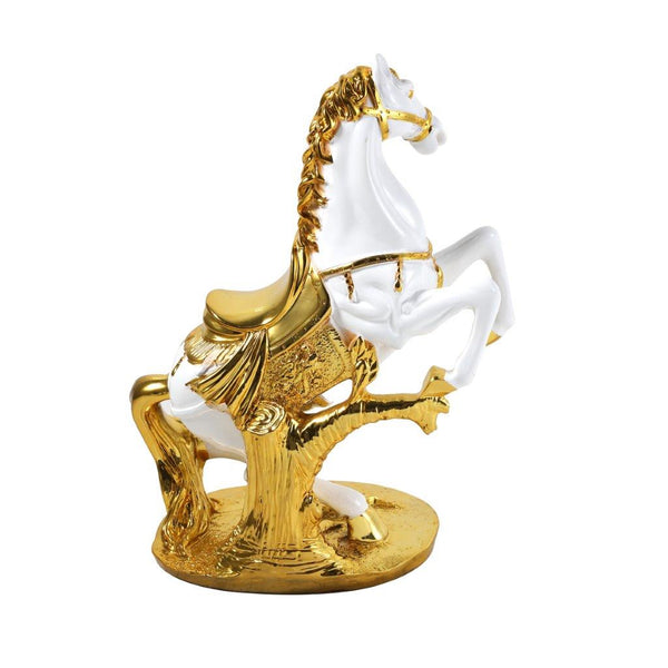 Sculpture Statue Resin Figurine Horse Metallic Gold and White Colour 35*14*45 cm