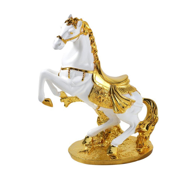 Sculpture Statue Resin Figurine Horse Metallic Gold and White Colour 35*14*45 cm