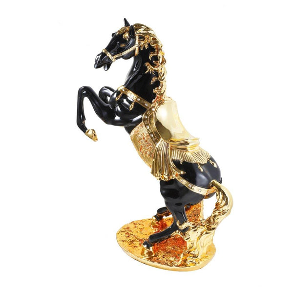 Sculpture Statue Resin Figurine Horse Metallic Gold and Black Colour 35*14*45 cm