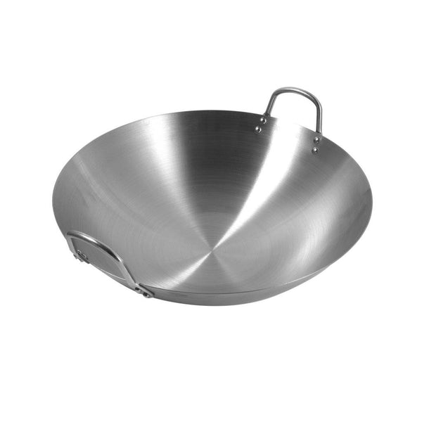 Stainless Steel Deep Wok Pan Round Base For Gas Burner 60 cm