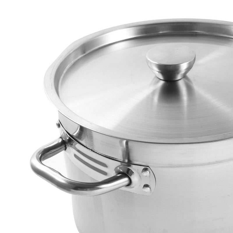 Stainless Steel Deep Stockpot Heavy Base Casserole with Lid 25*27 cm