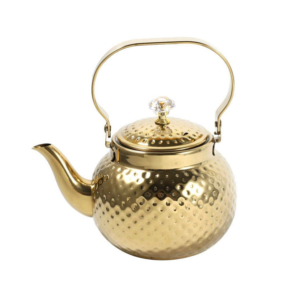 Stainless Steel Gold Teapot with Infuser Water Boilers Loose Leaf Tea Maker Water Kettle 1.2 Litre