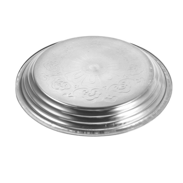 Stainless Steel Vintage Style Thai Pattern Round Serving Tray 50 cm