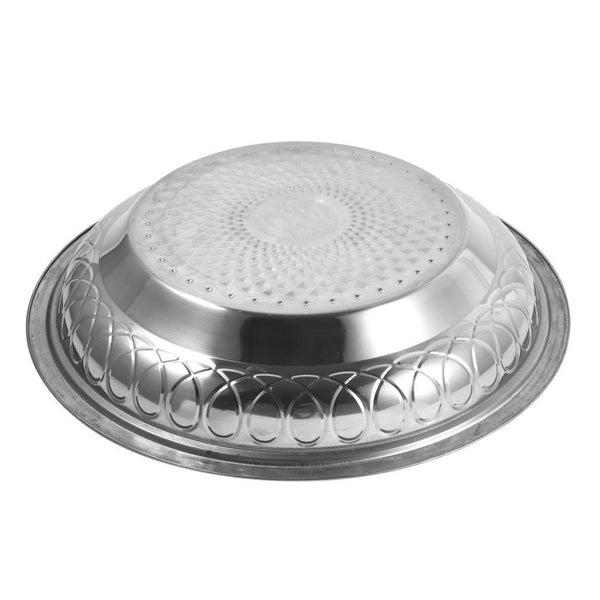 Stainless Steel Vintage Style Thai Pattern Round Serving Bowl 50 cm