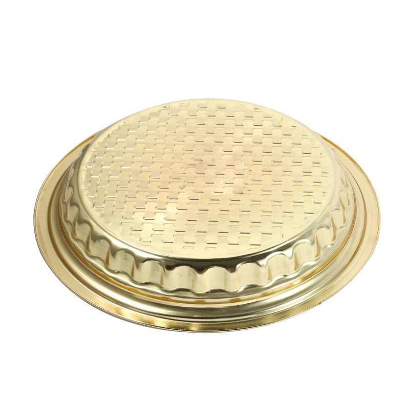 Stainless Steel Contemporary Style Hammered Pattern Round Serving Tray 35 cm