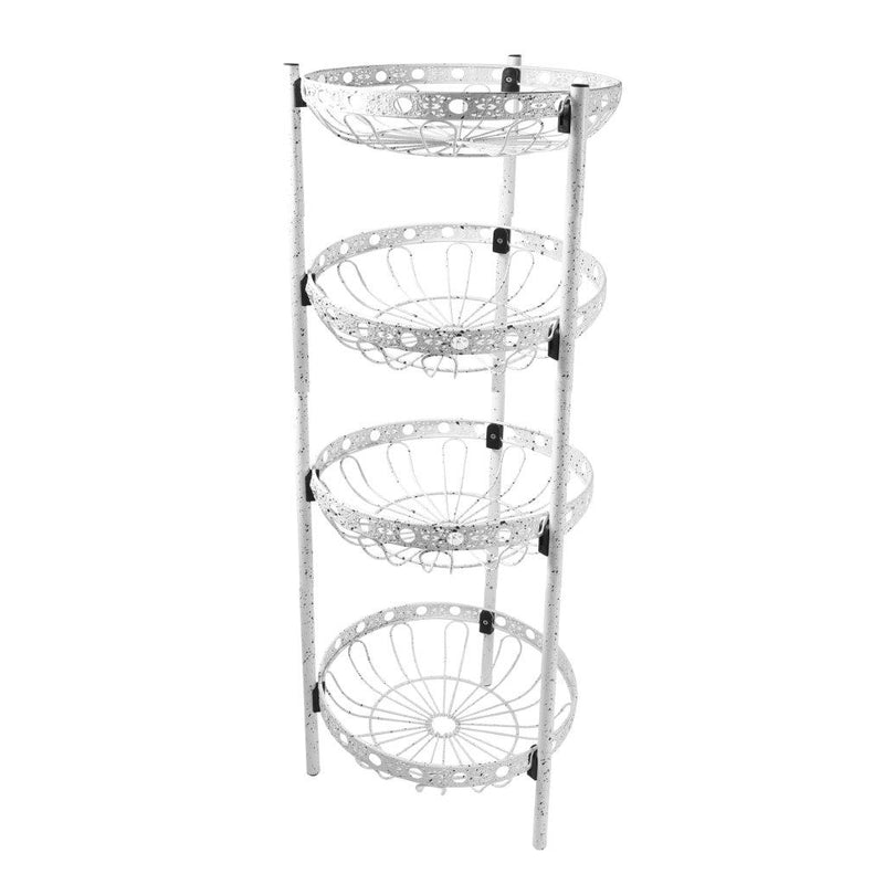 Kitchenware White Metal Fruit and Vegetables Rack Fruit Shelf 4 Tier 28*28*91.5 cm