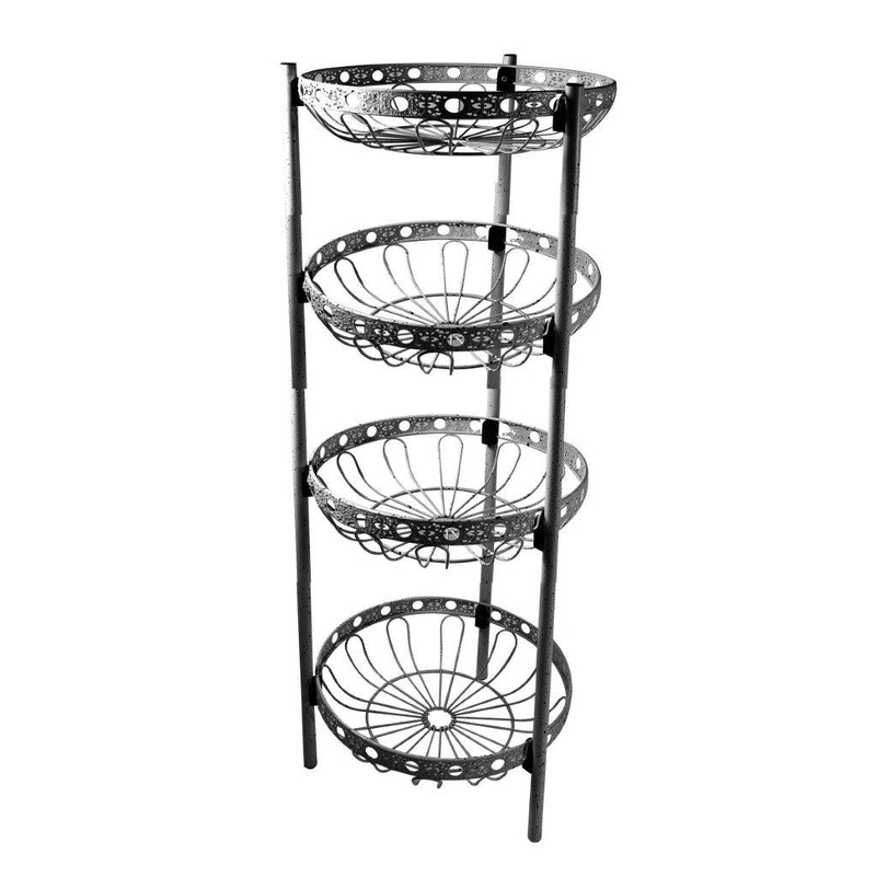 Kitchenware Black Metal Fruit and Vegetables Rack Fruit Shelf 4 Tier 28*28*91.5 cm