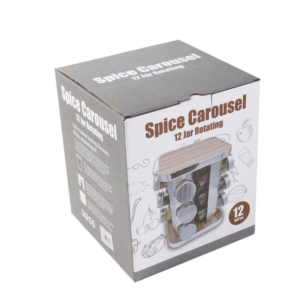 Revolving Spice Rack Spice and Herb Carousel Set of 12 Pcs 22*19 cm
