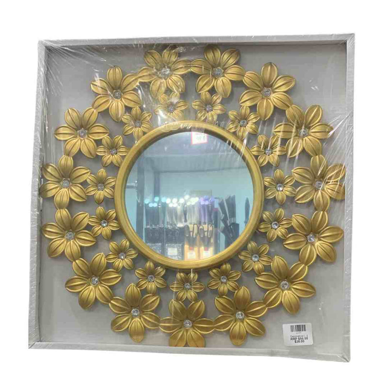 Decorative Floral Shape Gold Frame Wall Mirror 45 cm