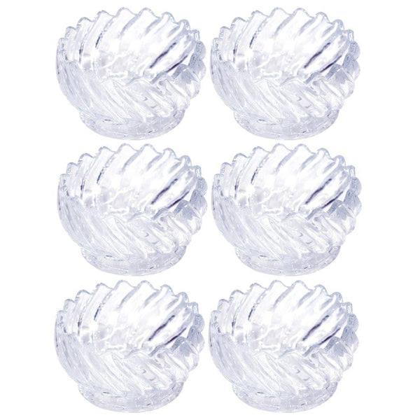 Crystal Glass Round Sugar Bowl Candy Jar Set of 6 Pcs 243 ml