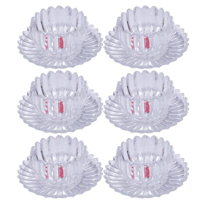 Crystal Glass Champagne Ice Cream and Dessert Bowl with Saucer Set of 12 Pcs 243 ml