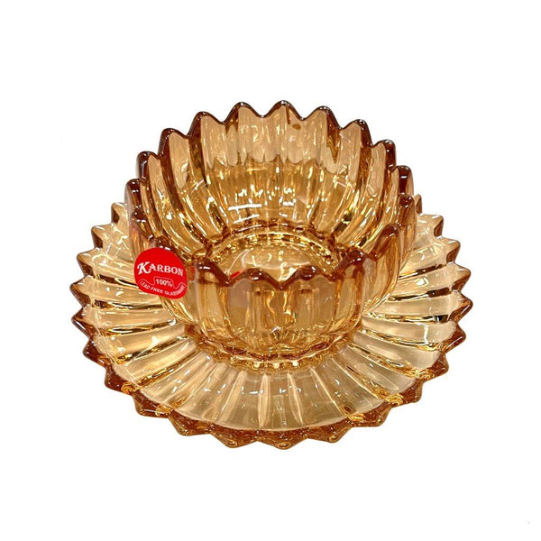 Crystal Glass Champagne Ice Cream and Dessert Bowl with Saucer Set of 12 Pcs 243 ml