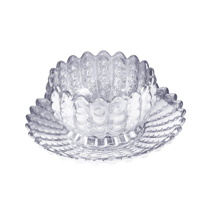 Crystal Cut Glass Ice Cream and Dessert Bowl with Saucer Set of 4 Pcs 243 ml