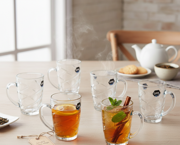 Premium Lead Free Glass Tea Cup Set of 6 pcs 215 ml