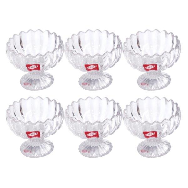 Crystal Cut Glass Ice Cream and Dessert Bowl Set of 6 Pcs