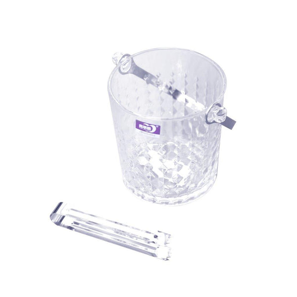 Glass Ice Bucket with Handle and Tong Set 900 ml