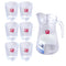 Premium Glass Beverage Jug Water Jug and Cup Set of 6 Pcs 1600 ml/260 ml