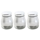 Silver Abstract Pattern Glass Base Canister Tea Sugar Coffee Set of 3 Pcs 9*15.5 cm