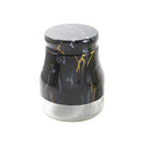 Black Abstract Pattern Glass Base Canister Tea Sugar Coffee Set of 3 Pcs 9*15.5 cm