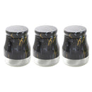 Black Abstract Pattern Glass Base Canister Tea Sugar Coffee Set of 3 Pcs 9*15.5 cm