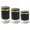 Black Gold Mix Glass Base Canister Tea Sugar Coffee Set of 3 Pcs 10*13/10*18/10*23 cm