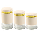 Cream Gold Mix Glass Base Canister Tea Sugar Coffee Set of 3 Pcs 11*8/8*15/20*8 cm