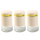 Cream Gold Mix Glass Base Canister Tea Sugar Coffee Set of 3 Pcs 11*8*3 cm