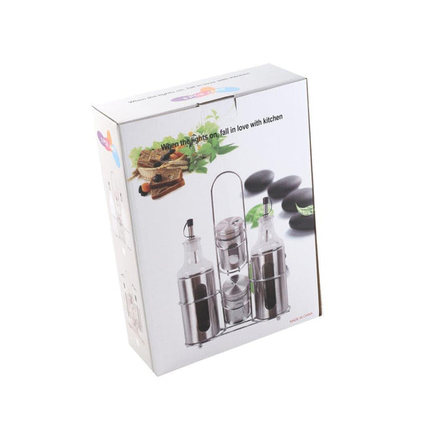 Oil and Vinegar Seasoning Jar Set with Stand 25 cm