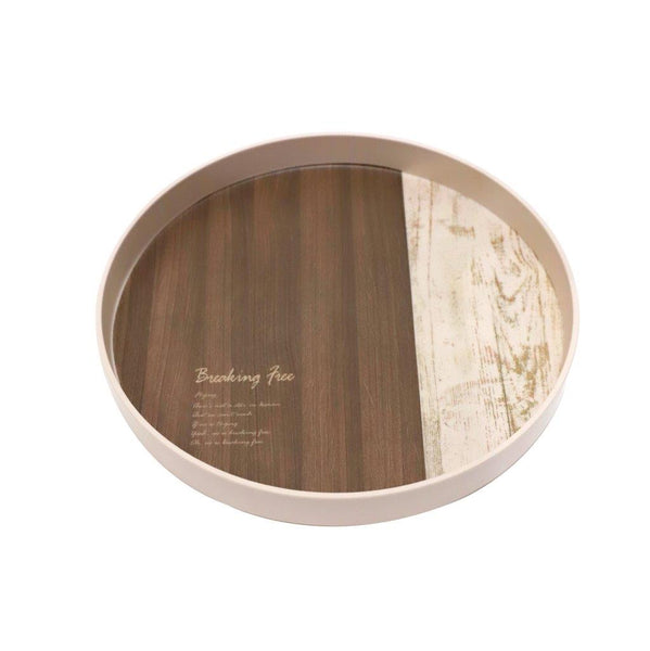 High Quality Wood Pattern Round Melamine Serving Tray 32*32 cm