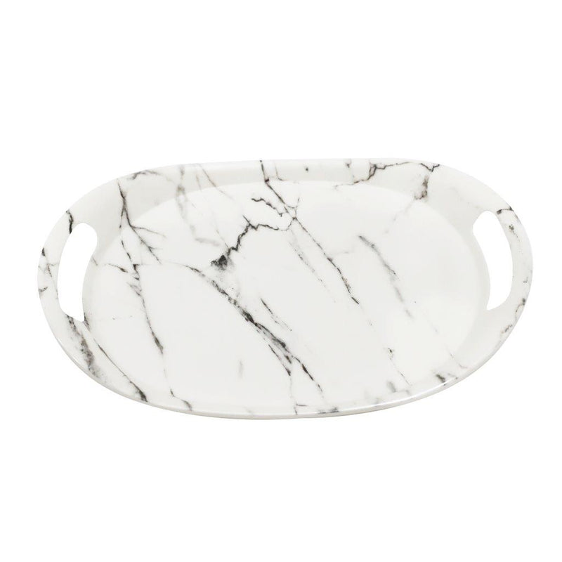 High Quality Marble Pattern Oval Melamine Serving Tray 30*21 cm