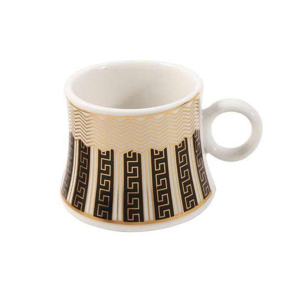 Ceramic Coffee Cup and Saucer Set of 6 Pcs Abstract Print Design 80 ml 11 cm