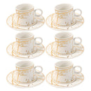 Ceramic Coffee Cup and Saucer Set of 6 Pcs Abstract Print Design 80 ml 11 cm