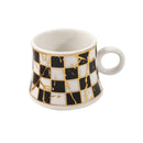 Ceramic Coffee Cup and Saucer Set of 6 Pcs Abstract Print Design 80 ml 11 cm