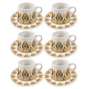 Ceramic Coffee Cup and Saucer Set of 6 Pcs Abstract Print Design 80 ml 11 cm