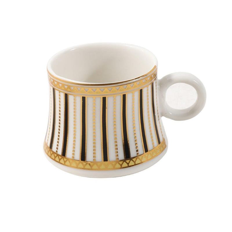 Ceramic Coffee Cup and Saucer Set of 6 Pcs Abstract Print Design 80 ml 11 cm