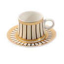 Ceramic Coffee Cup and Saucer Set of 6 Pcs Abstract Print Design 80 ml 11 cm