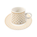 Ceramic Coffee Cup and Saucer Set of 6 Pcs Abstract Print Design 80 ml 11 cm