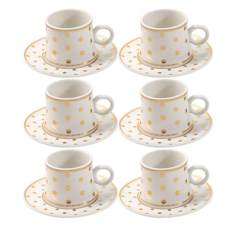 Ceramic Coffee Cup and Saucer Set of 6 Pcs Abstract Print Design 80 ml 11 cm