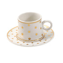 Ceramic Coffee Cup and Saucer Set of 6 Pcs Abstract Print Design 80 ml 11 cm