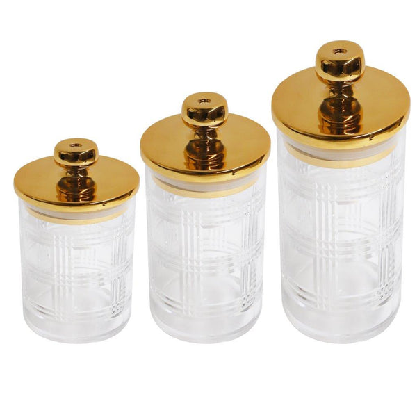 Premium Quality Airtight Acrylic Canister Set of 3 Pcs 10x10x13
10x10x17
10x10x21 cm