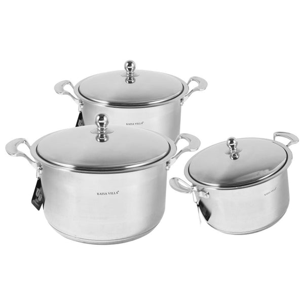 Stainless Steel Cooking Pot Stockpot Casserole Set of 3 Pcs 26/28/30 cm
 27 L/31L